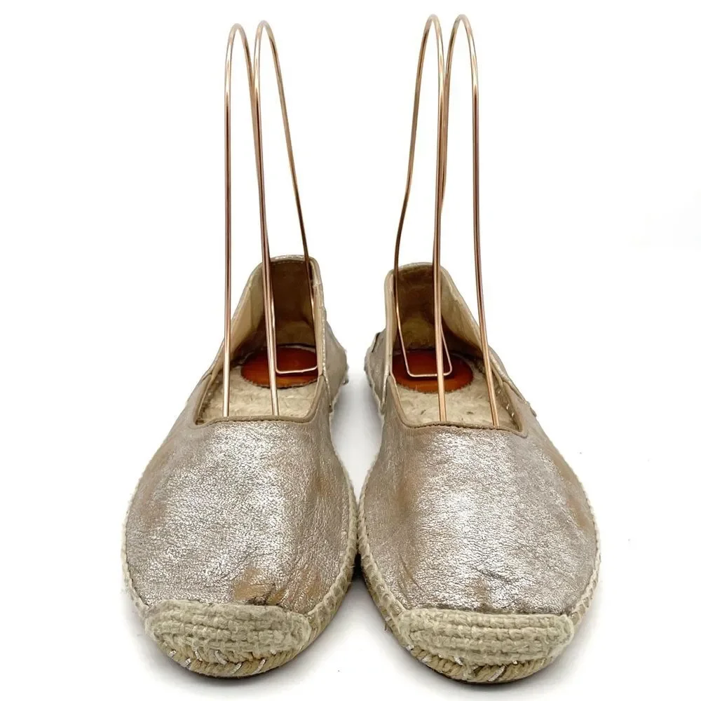 Rag & Bone Georgie Silver Platinum Espadrille Slip-On Shoe Women’s Size 39.5 | 9